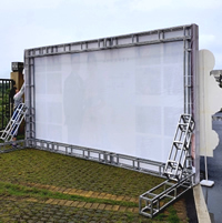 玉林市印顺广告搭建单面喷绘布桁架,用于婚庆宴会场会议派对舞台签到墙